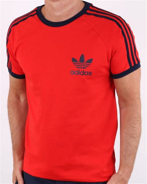 Adidas Originals Retro 3 Stripes T Shirt Red 80s Casual Classics