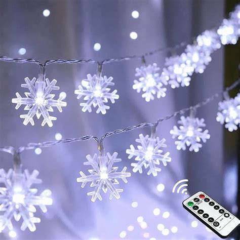 Snowflake String Lights 20 Ft 40 Led Battery Operated Fairy Lights