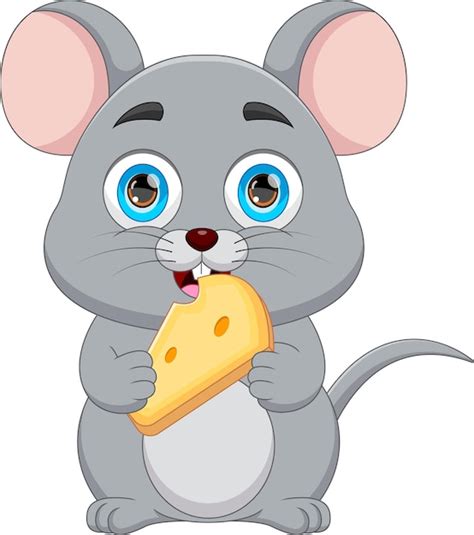 Premium Vector Cartoon Cute Mouse Eating Cheese
