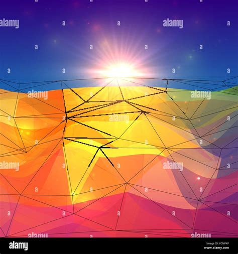 Abstract Triangles Polygonal Surface With Sunlight On Horizon Stock