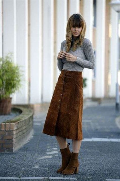 48 Elegant Midi Skirt Winter Ideas ADDICFASHION Midi Skirt Winter