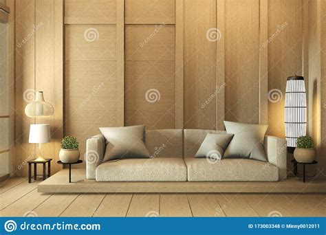 Mock Up Wall Wooden Interior Designzen Modern Living Room Japanese