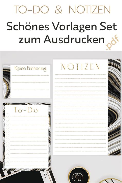 Hauch Von Gold To Do Liste Notizen Checkliste Vorlagen Set Pdf Zum