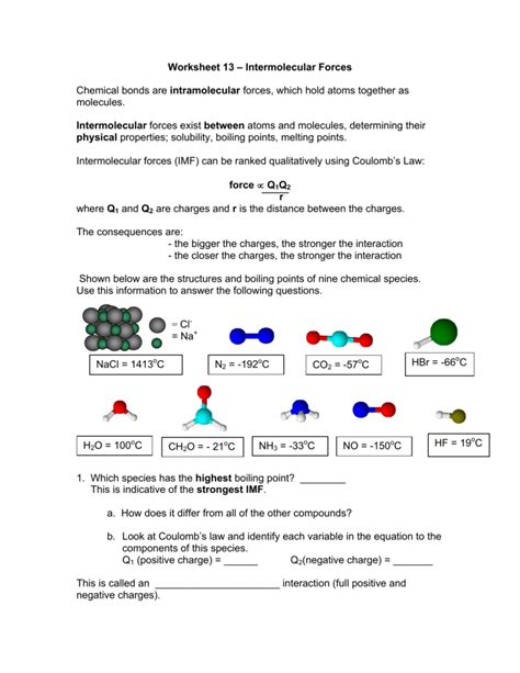 20 Intermolecular Forces Worksheet Answers Worksheets Decoomo