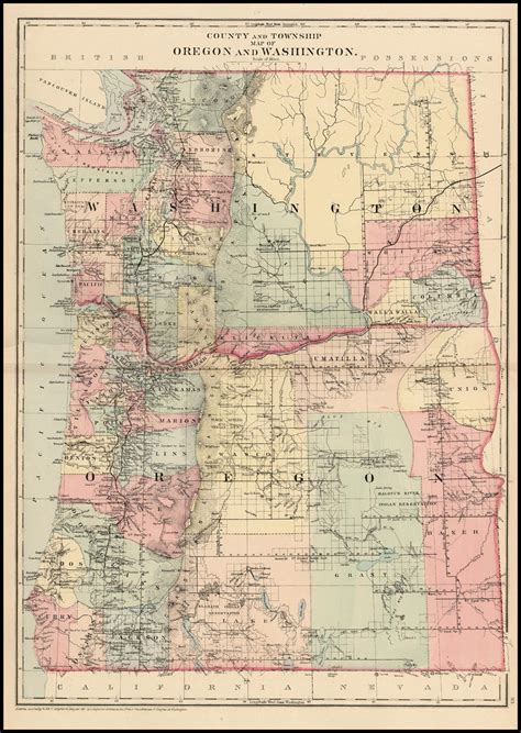 County And Township Map Of Oregon And Washington Barry Lawrence