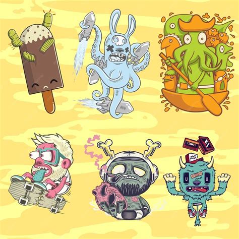 Premium Vector 6 Doodle Characters Vector Collection