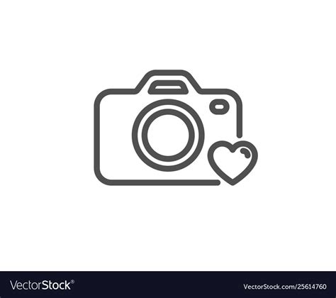 Photo Camera Line Icon Love Photography Sign Vector Image