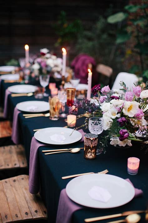 A Beautiful And Moody 30th Birthday Party Dinner Party Table Settings