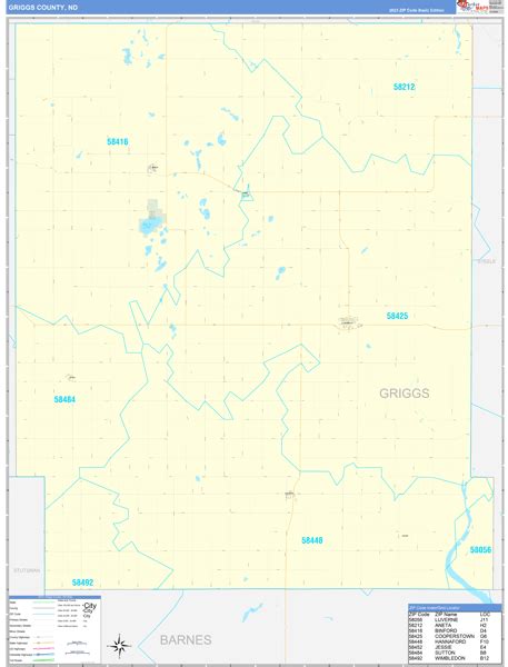 Griggs County Nd Zip Code Maps Basic