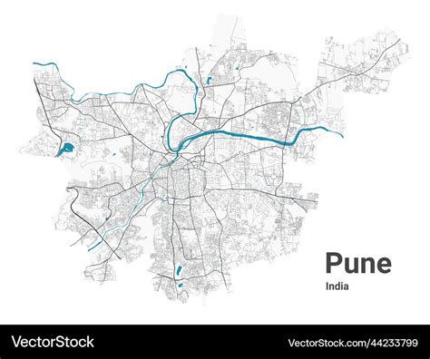 Pune Map Detailed Map Of City Administrative Vector Image