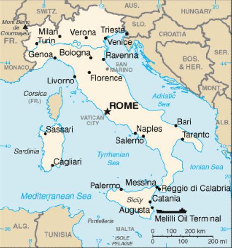 A detailed map of cities of italy: Map of Italy. Terrain, area and outline maps of Italy ...