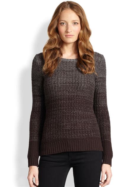bailey 44 fireside ombrÉ chunky knit cotton and cashmere sweater in gray lyst