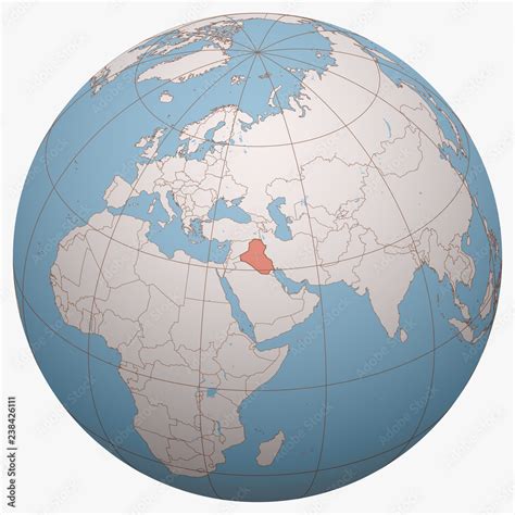 Iraq On The Globe Earth Hemisphere Centered At The Location Of The