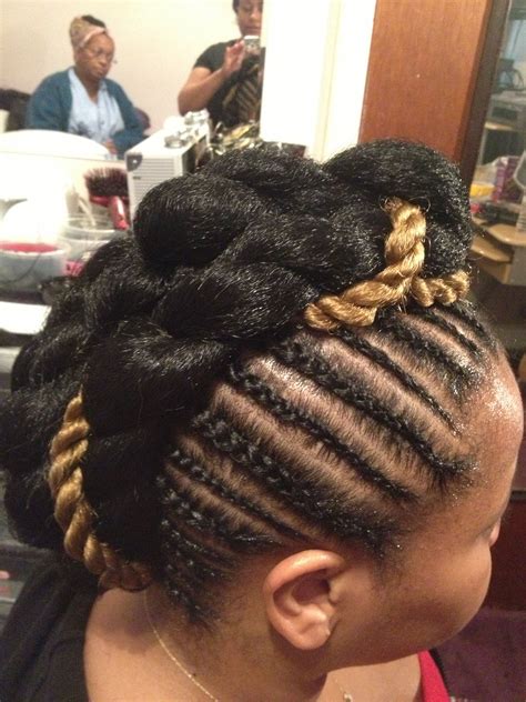 Cornrow Mohawk Style On A Transitioning Client Mohawk Styles Cornrow