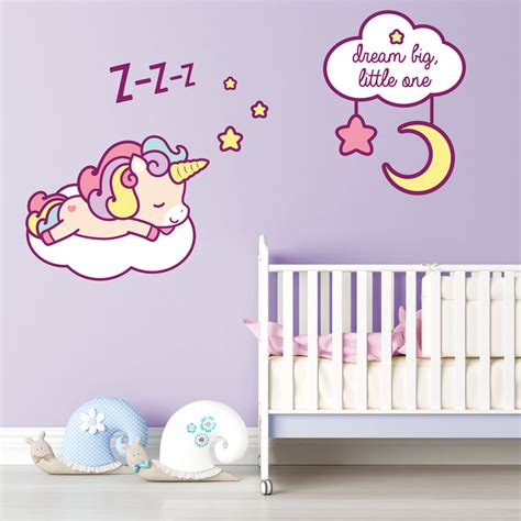 Cute Sleeping Unicorn Wall Sticker Unicorn Wall Stickers