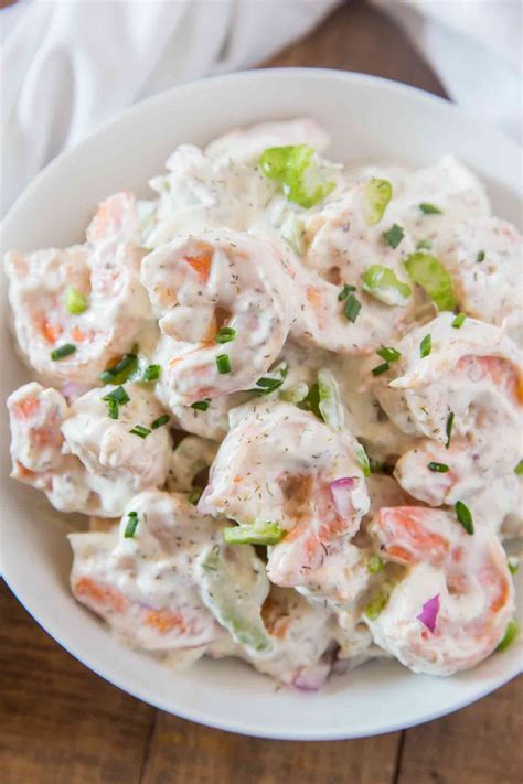 This shrimp salad recipe creates a light and refreshing salad with a slightly spicy dressing. Creamy Shrimp Salad - Dinner, then Dessert