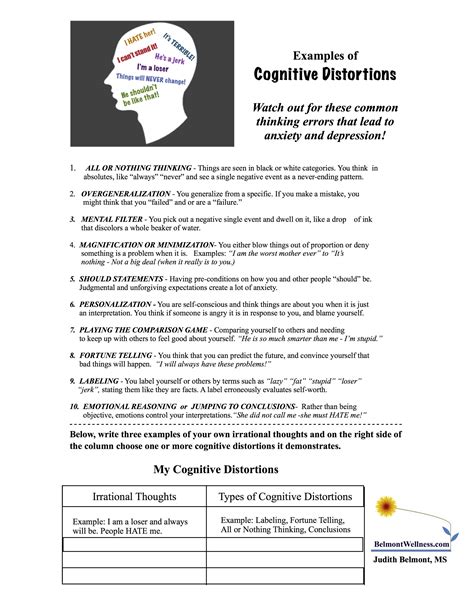 Thought Distortions Worksheets
