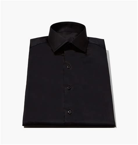 Mens Tailored Black Broadcloth Dress Shirt