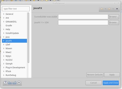 JavaFX Setup In Eclipse The Option JavaFX 11 SDK Is For What