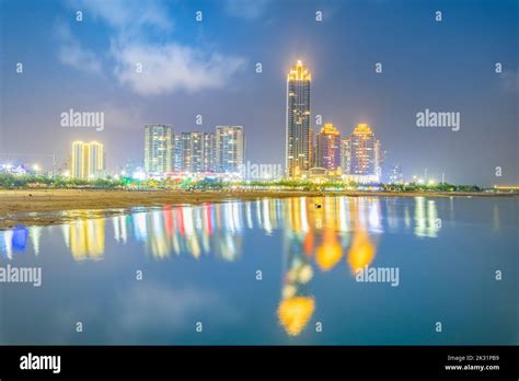 Night View Of The City At Jinsha Bay Zhanjiang China Stock Photo Alamy