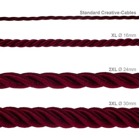 Cordón XL, cable eléctrico 3x0,75, recubierto en tejido bordeos oscuro