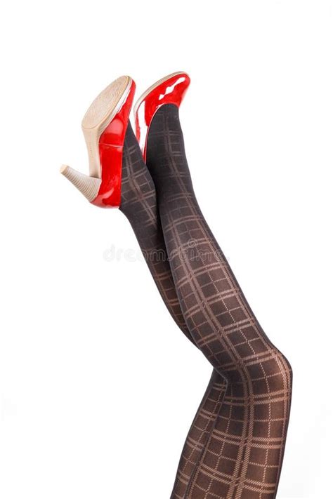 Womanand X27s Legs Wearing Pantyhose And High Heels Stock Image Image