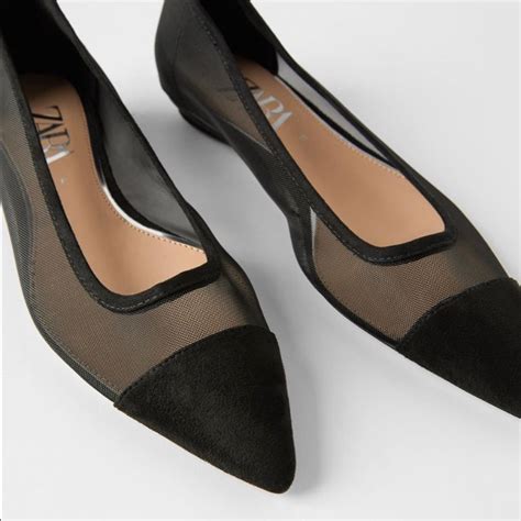Zara Mesh Pointed Toe Flats Work Shoes Women Zara Shoes Pointed Toe