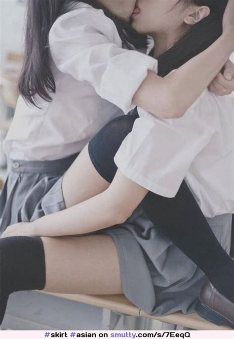 Asian Schoolgirl Lesbian Kissing Nonnude Stockings Skirt