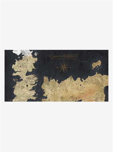 Game Of Thrones Map Glass Poster Boxlunch Game Of Thrones Map Map