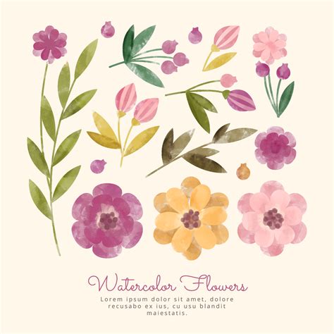 Work faster with adobe stock. Vector Watercolor Flowers and Branches 193197 Vector Art ...