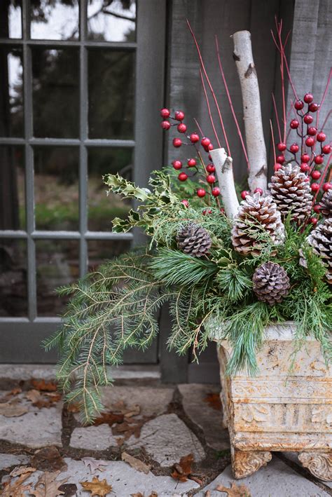 How To Make Outdoor Christmas Planters Using Evergreen Boughs Threads