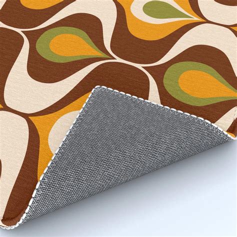 Retro 70s Ovals Op Art Pattern Brown Orange Carpet Dana Du Design