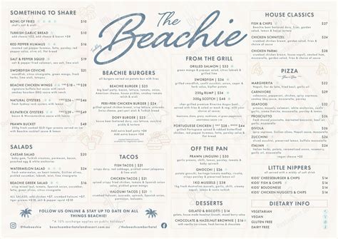 Menu At The Beachcomber Hotel Restaurant Toukley