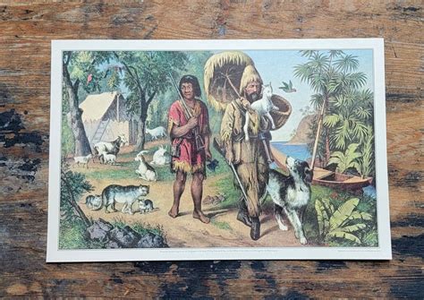 Robinson Crusoe And His Man Friday Currier And Ives Lithograph Etsy
