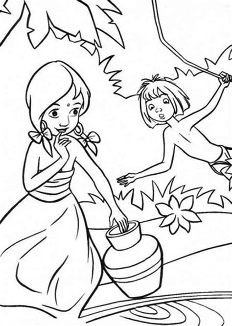 Easy zoo animals to draw compassion21 org. Mowgli Teasing Shanti In The Jungle Book Coloring Page ...
