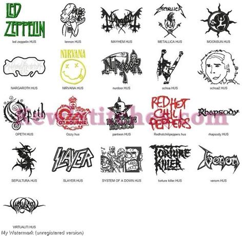 Rock Band Logos Embroidery Designs Set 3