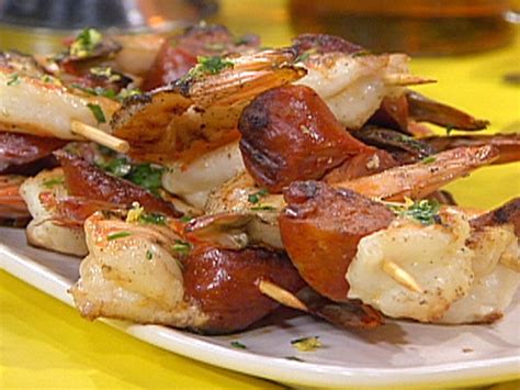 Grilled Shrimp And Chorizo Skewers With Piquillo Gazpacho Recipe