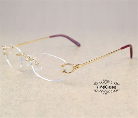 Cartier Eyeglasses Classic C Decor Metal Rimless Yimeiglasses