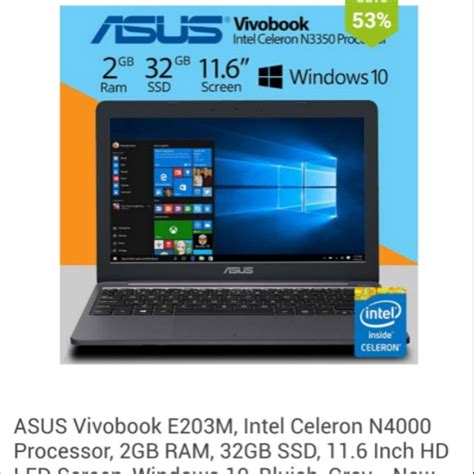 ♦️sold Out♦️ Asus Vivobook E203m Notebook Pc Celeron Dual Core 4gb