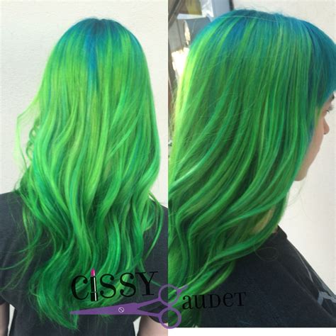 Teal To Neon Green Color Melt With Pravana Vivids And Arctic Fox Hair
