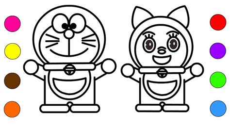 Learn Colors With Doraemon And Dorami Coloring Pages For Kids Children