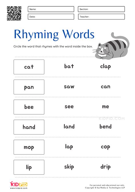 Rhyming Words For Kids Kidpid