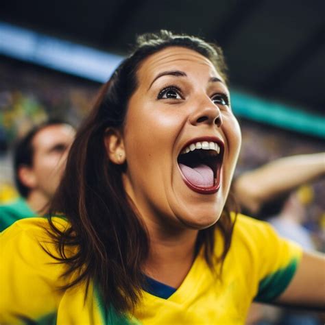 premium ai image brazilian female football soccer fans in a world cup stadium supporting the