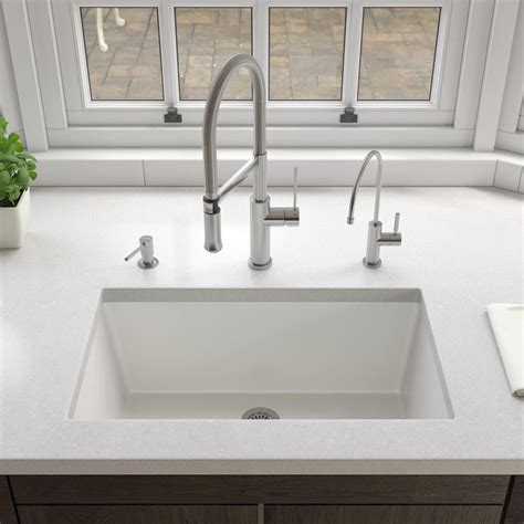 Alfi Brand Fireclay In Single Bowl Undermount Kitchen Sink In White