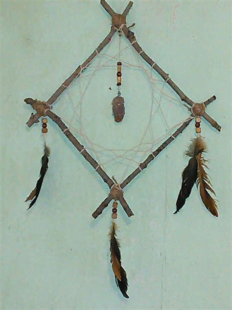 Dreamcatcher Made Out Of Sticks Twine Chicken Feathers And A Found