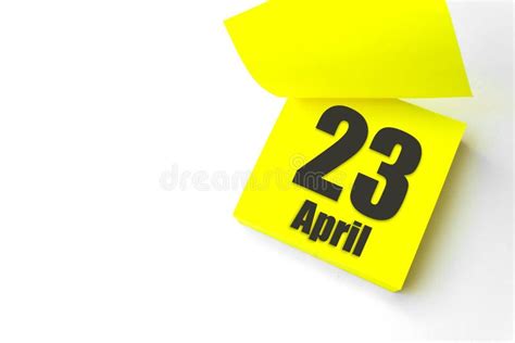 April 23rd Day 23 Of Month Calendar Date Close Up Blank Yellow Paper