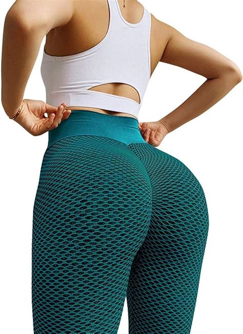 Qyzeu Tik Tok Womens Leggings Butt Lift Honeycomb Anti Cellulite Leggings High Waist Yoga Pants