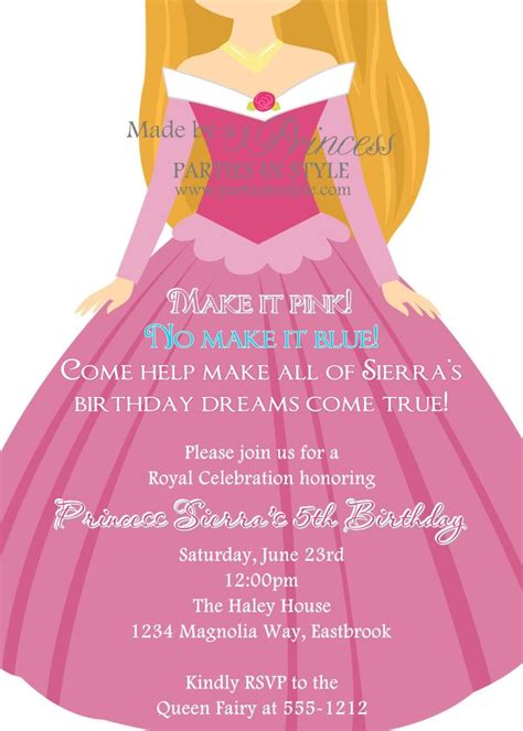 Aurora Invites Princess Birthday Party Invitations Sleeping Beauty