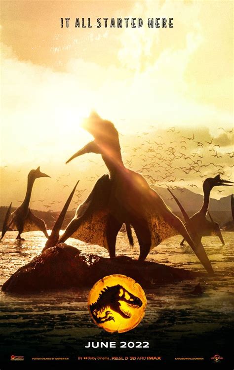 A Movie Poster With Dinosaurs In The Water And Birds Flying Over Them All Staring At Each Other