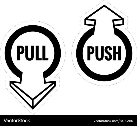 Pull And Push Door Sign Set Monochrome Black Color